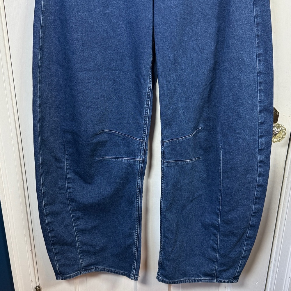 Gap High Rise Knit Horseshoe Barrel Leg Jeans W2252 Sz 28 / 6 Tall - Picture 6 of 12